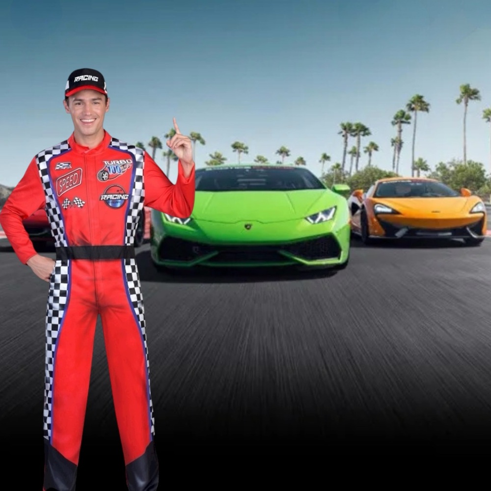 NEW!! Red Racing Suit with Checkered Details
